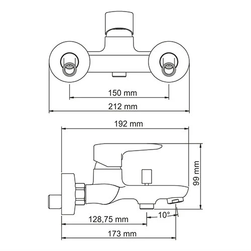 Смеситель для ванны WasserKRAFT Vils хром 5601 (детальная фотография), для ванны