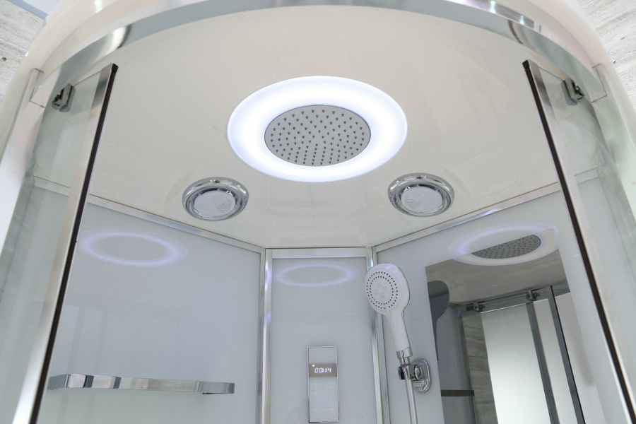 Душевая кабина Black&White Galaxy G5501 100x100 см профиль хром 5501100 (детальная фотография), полукруглые, четверть круга