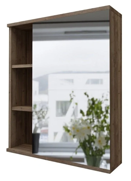 Зеркальный шкаф Grossman Форта 60 см универсальный, темный дуб галифакс 2060032 (детальная фотография), современные, hi-tech