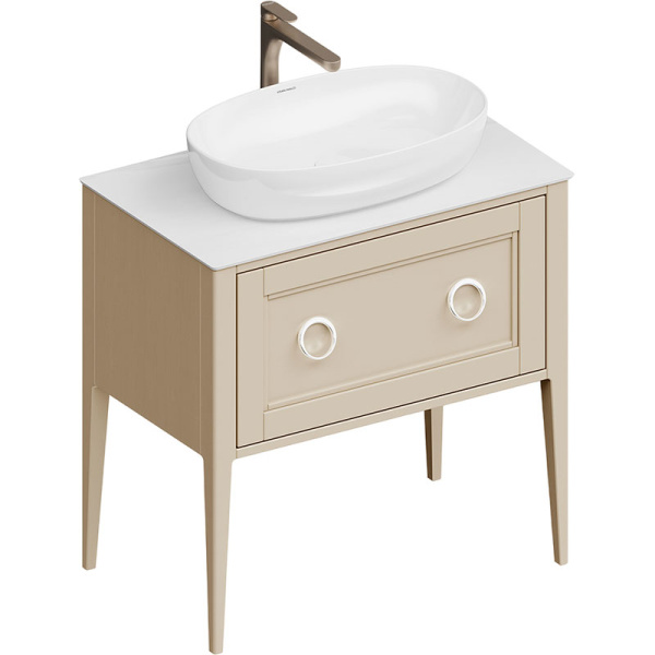 Тумба под раковину напольная Kerama Marazzi Plaza Classic 80 см капучино матовый PL.CN.80.1+1\CAP.M (детальная фотография), напольная, пристенная