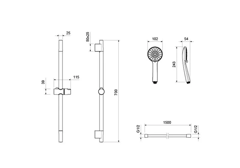 Душевой гарнитур Акватек Бетта оружейная сталь AQ2017BGM (детальная фотография), душевые гарнитуры