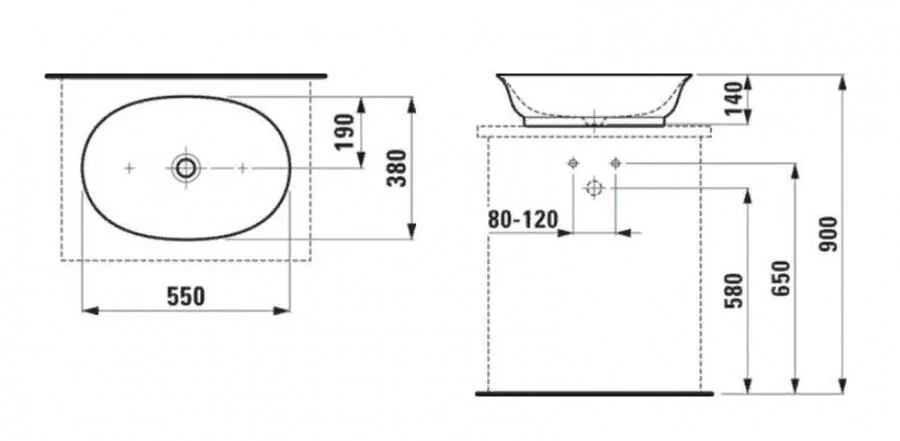 Раковина Laufen The New Classic 55 см белая 8.1285.2.000.112.1 (детальная фотография), современные, hi-tech