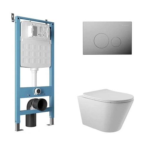 Унитаз с инсталляцией Aqueduto CONE клавиша хром - фото 2