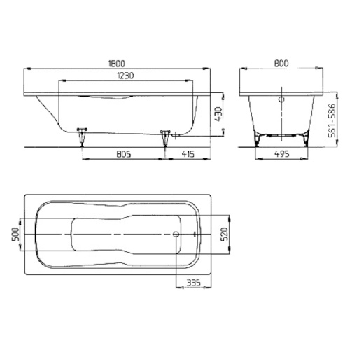Ванна без специальных покрытий Kaldewei Ambiente 226400010001 (детальная фотография), глубокие