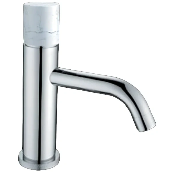 Смеситель для раковины Boheme Stick хром/белый мрамор 121-CR-MR-W (детальная фотография)