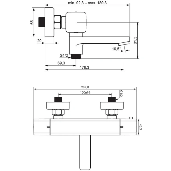 Смеситель для ванны Damixa Gala черный 533000300 (детальная фотография), для ванны