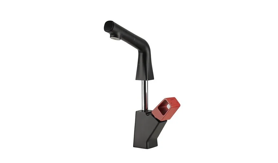 Смеситель для кухни Lemark Soul черный/красный LM6008BR (детальная фотография), однорычажные, двухрычажные