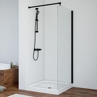 Душевая перегородка профиль черный глянцевый стекло прозрачное Vegas-glass