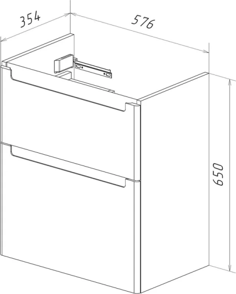 Тумба с раковиной Lemark Buno LM04B60T 60 см пристенная (детальная фотография), белая, комбинированная