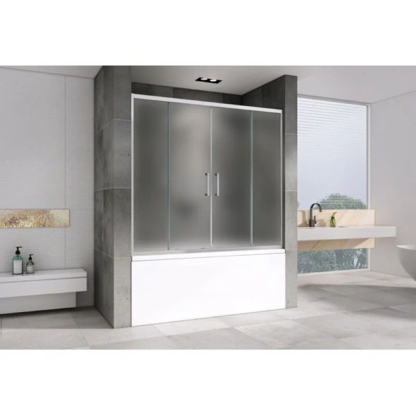 Шторка для ванны Abber Schwarzer Diamant 150x140 см профиль хром, стекло матовое AG57150M (детальная фотография), современные, hi-tech