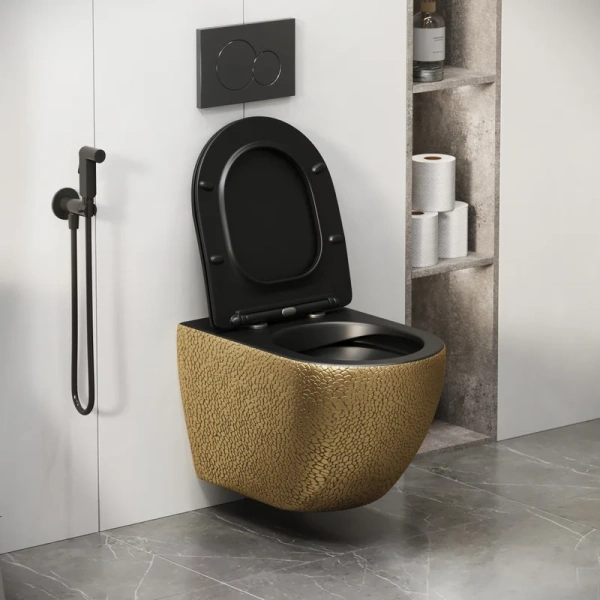 Унитаз подвесной Grossman Color золотой/черный GR-4411GBLS (детальная фотография), цветные