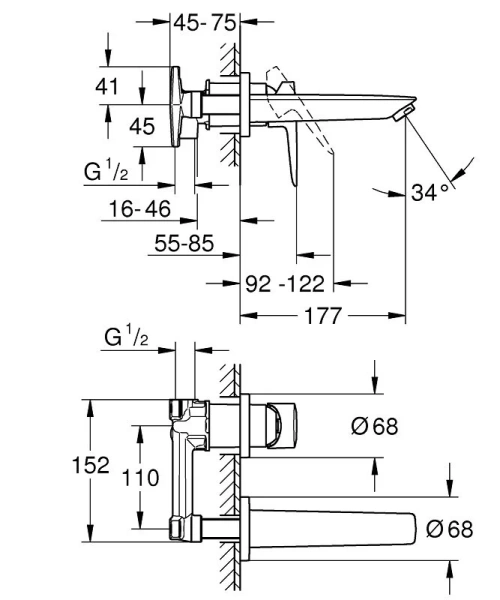 Смеситель для раковины Grohe BauLoop однорычажный 20289001 (детальная фотография), для раковины