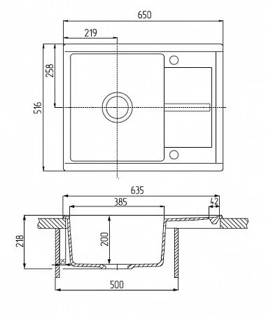 Мойка для кухни Акватон Делия 65 см серая 1A718632DE230 (детальная фотография), из искусственного мрамора