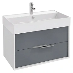 Тумба под раковину подвесная Jacob Delafon Vivienne 80 см белая глянцевая/серая матовая