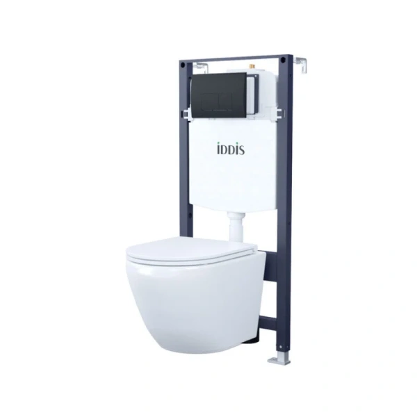 Унитаз с инсталляцией IDDIS Basic клавиша смыва черная BASBQ02i73 (детальная фотография)