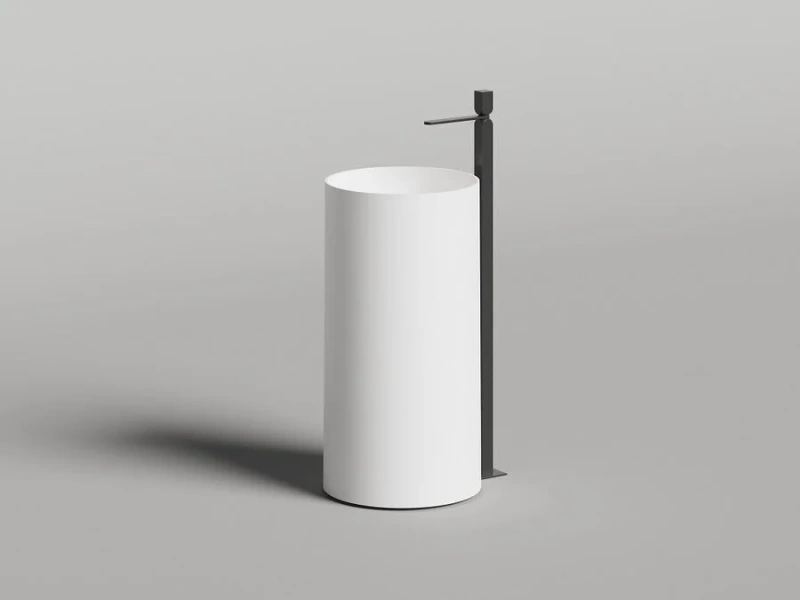 Раковина напольная Salini Armonia Round 01 с сифоном 130411G (детальная фотография), напольные, свободностоящие