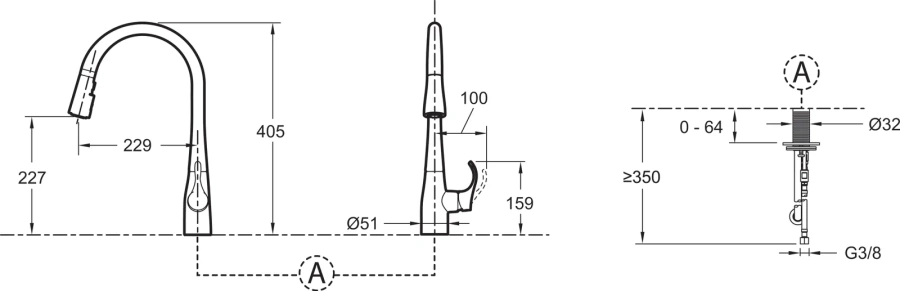 Смеситель для кухни Jacob Delafon Simplice однорычажный 596D-CP (детальная фотография), с поворотным изливом