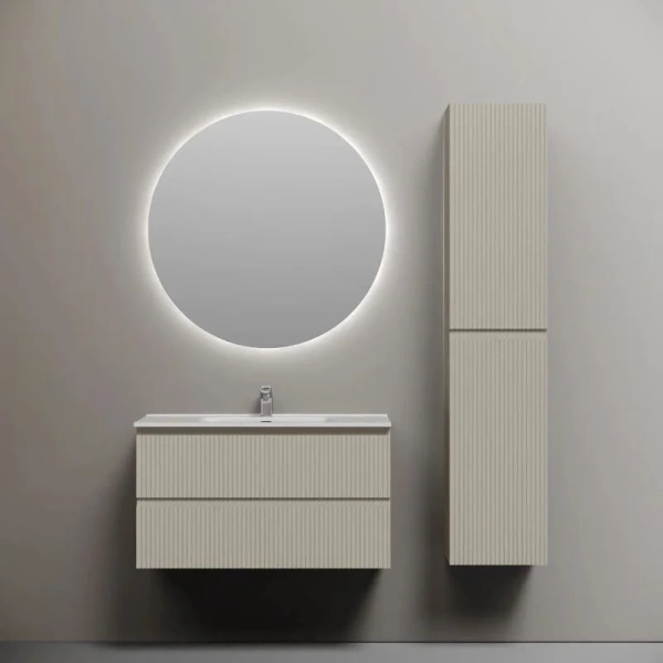 Тумба под раковину подвесная Sancos Snob R 90 см Beige Soft SNR90CE (детальная фотография), подвесная, пристенная