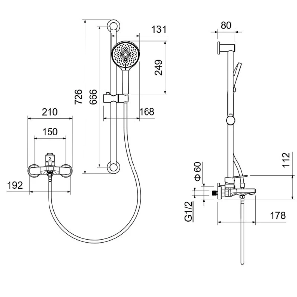 Душевой комплект Акватек Лугано золото шлифованное AQ1748BG (детальная фотография), комплекты