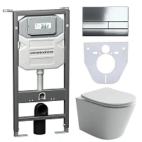 Унитаз с инсталляцией Ceramica Nova Balearica кнопка хром