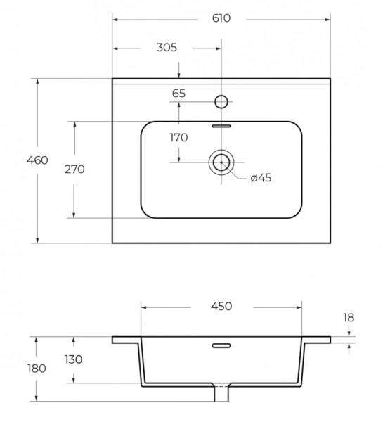 Раковина Cezares 60 см керамическая 50202 (детальная фотография), современные, hi-tech