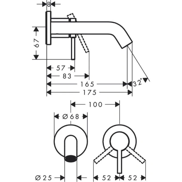 Смеситель для раковины Hansgrohe Tecturis S матовый белый 73350700 (детальная фотография), для раковины