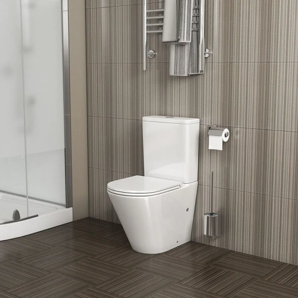 Унитаз компакт Grossman GR-4450 с бачком (детальная фотография), безободковые, сиденье с микролифтом , с антивсплеском, компакт, низкие