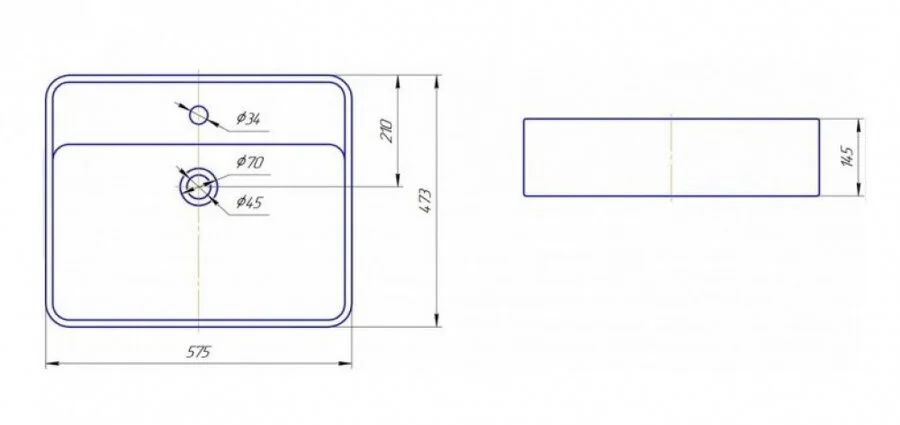 Раковина Kirovit Олимп 57 см белая Вн Крв139 (детальная фотография), современные, hi-tech