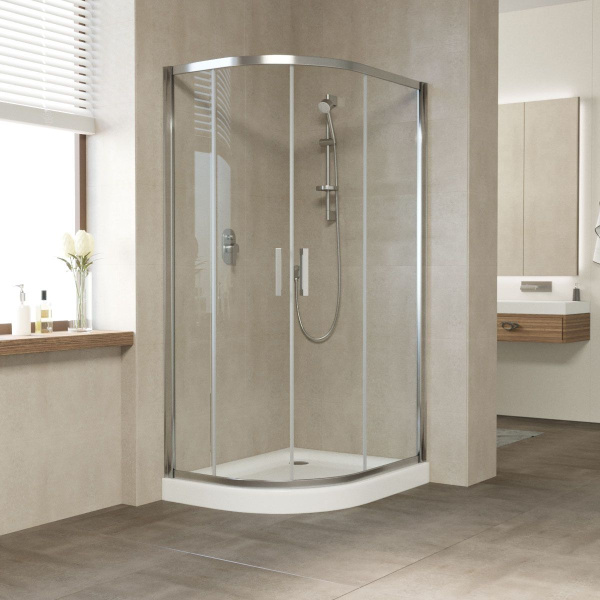 Душевой уголок профиль глянцевый хром стекло прозрачное Vegas-glass ZS-F 100*90 08 01 (детальная фотография)