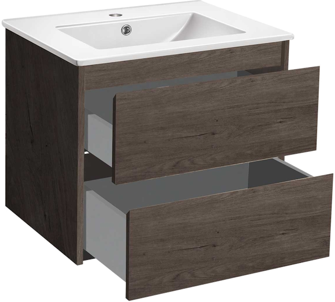 Тумба под раковину подвесная Vincea Gio 60 см R.Oak VMC-2G600RO (детальная фотография), подвесная, пристенная