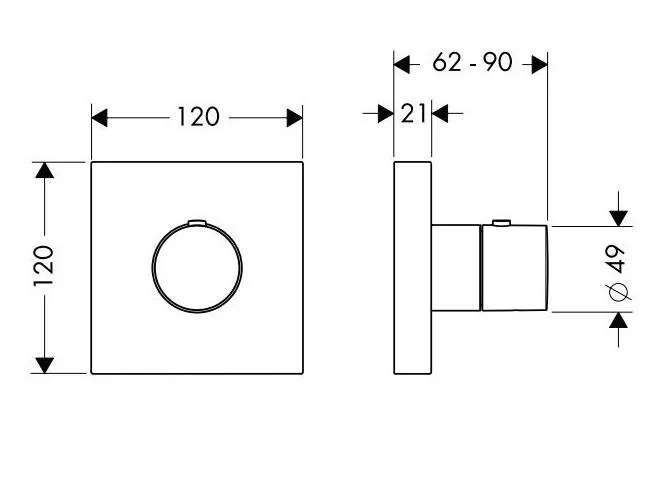 Смеситель для душа термостатический Axor Shower Collection 10755000 (детальная фотография), для душа