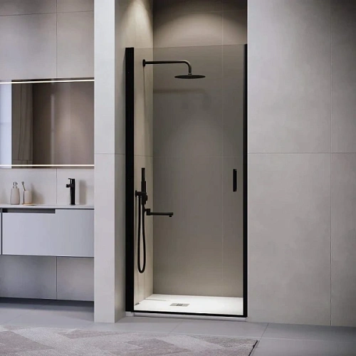 Душевая дверь в нишу RGW Leipzig LE-003B 70 см профиль черный, стекло прозрачное - фото 3