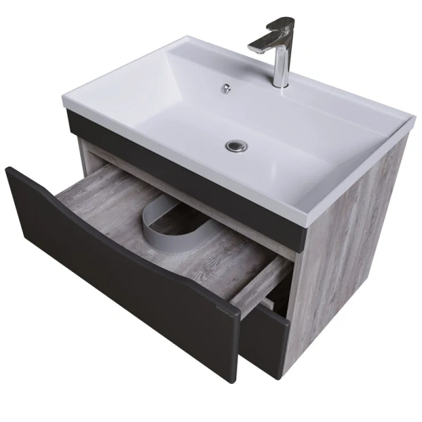 Тумба с раковиной подвесная Grossman Талис 107010 70 см с выдвижными ящиками (детальная фотография), современная, hi-tech