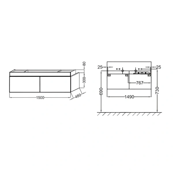 Тумба под раковину подвесная Jacob Delafon Terrace 150 см цвет ледяной коричневый EB1189-N23 (детальная фотография), нет в наличии