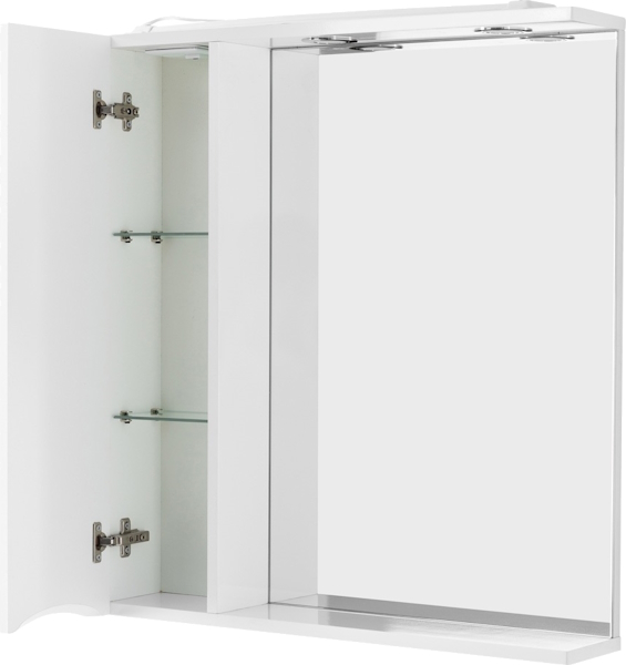 Зеркальный шкаф с подсветкой BelBagno Marino 80 см левосторонний MARINO-SPC-800/750-1A-BL-P-L (детальная фотография), с кнопкой