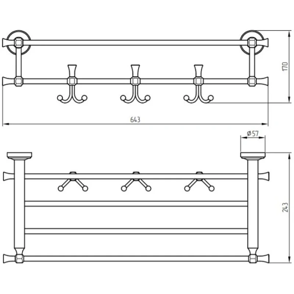 Полотенцедержатель Migliore Fortuna золото 27714 (детальная фотография), классические, ретро, декорированные