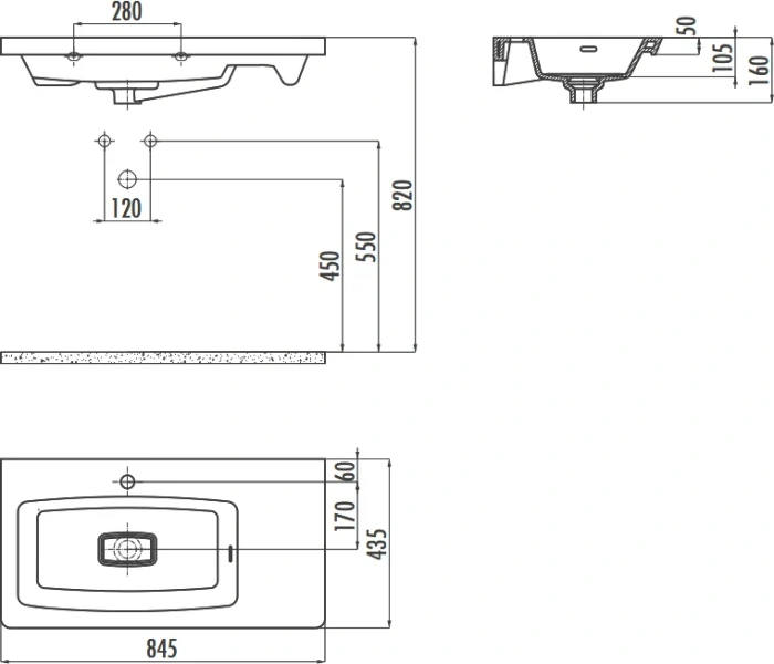 Раковина Creavit Memory 85 см белая MY085-00CB00E-0000 (детальная фотография), современные, hi-tech