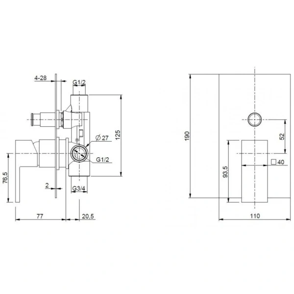 Смеситель для душа Cezares Unika бронза UNIKA-VDIM-02 (детальная фотография), для душа