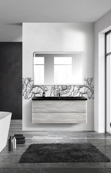 Тумба под раковину подвесная BelBagno Albano 120 см rovere vintage bianco ALBANO-1200-2C-SO-RVB (детальная фотография), подвесная, пристенная