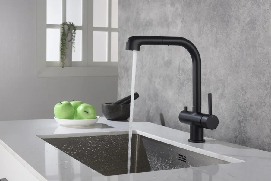 Смеситель для питьевой воды Timo Saona черный матовый 2346/03FL (детальная фотография), современные, hi-tech