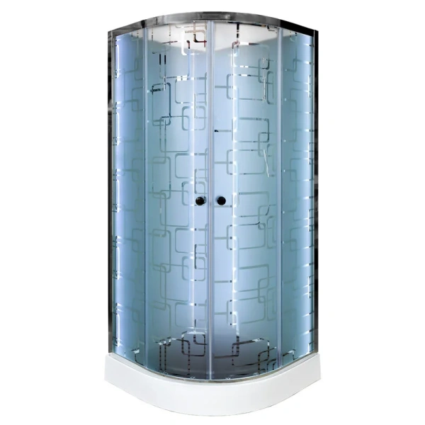 Душевая кабина Deto EM 80x80 см угловая EM1580NLED+GM (детальная фотография), со средним поддоном