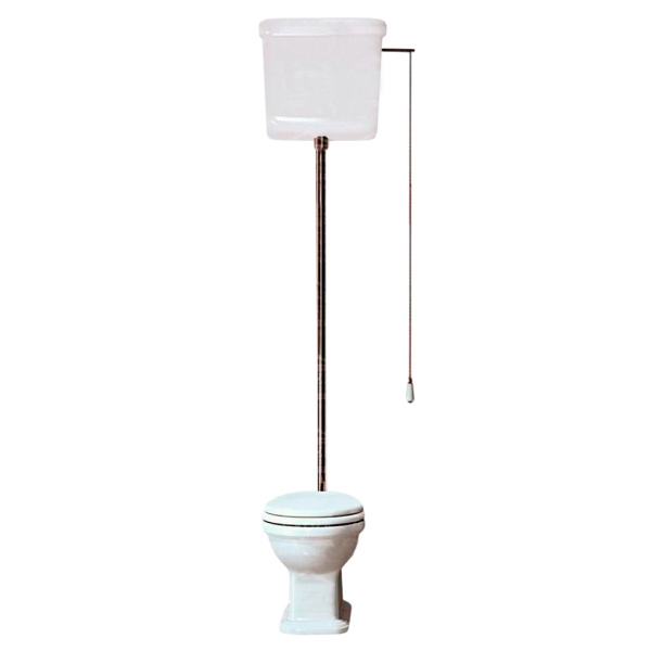 Унитаз с высоким бачком GSI Classic 8710, 8711 белый на высокой трубе (детальная фотография)