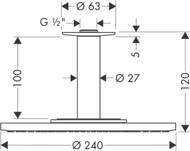 Верхний душ Hansgrohe Raindance S потолочный 27494000 (детальная фотография), хром