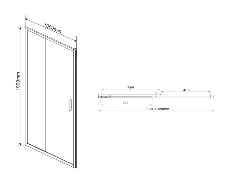 Душевая дверь в нишу Vincea Garda VDS-1G100 см профиль хром (детальная фотография), 100 см