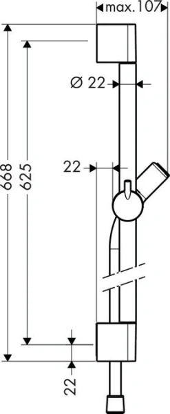 Штанга для душа Hansgrohe Unica со шлангом 27611000 (детальная фотография), штанги для душа