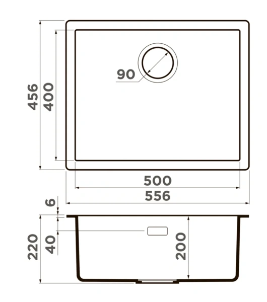 Мойка для кухни Omoikiri Yamakawa 55-U/I-CN 55 см canyon 4997033 (детальная фотография), врезные