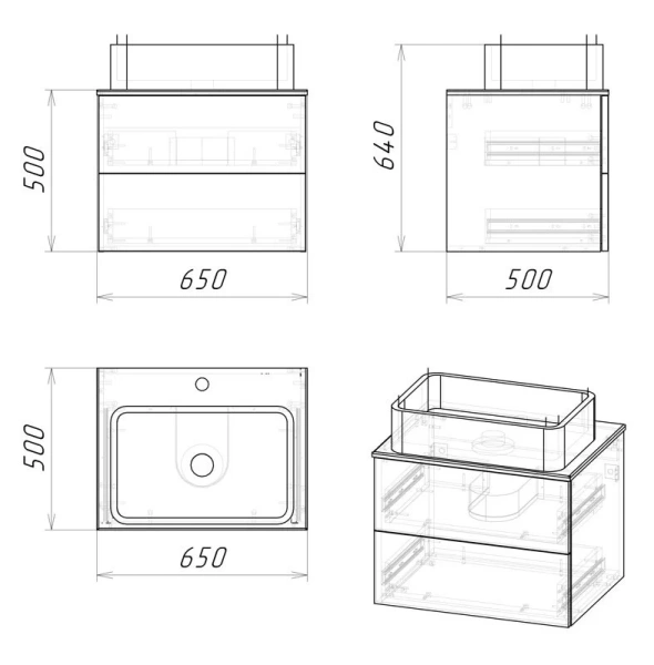 Тумба под раковину подвесная Grossman Альба 65 см веллингтон/белая 106503 (детальная фотография), в наличии