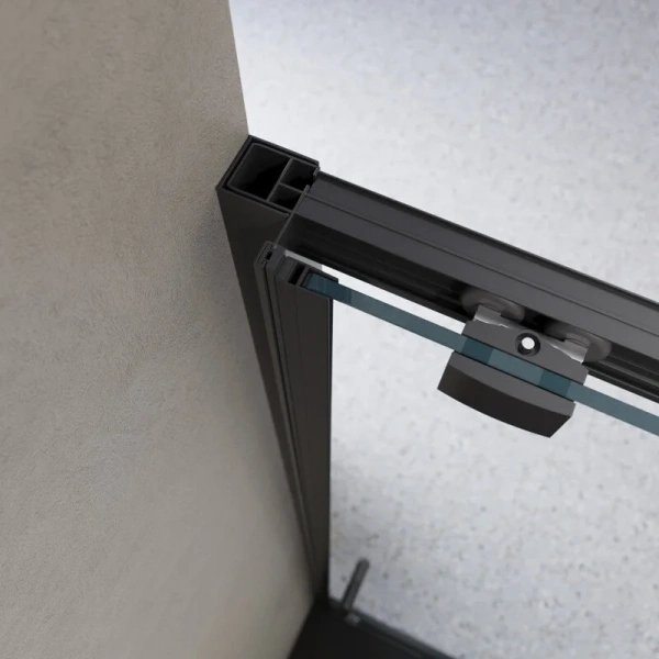 Душевая дверь в нишу BelBagno Luce 120 см профиль черный LUCE-BF-1-120-C-NERO (детальная фотография), недорогие, в нишу, стеклянные