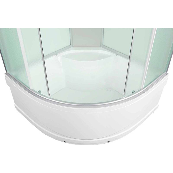 Душевая кабина, задняя стенка белая, стекло матовое, Erlit Comfort ER 4510TP-C3 ER4510TP-C3-RUS (детальная фотография), угловые, недорогие, с гидромассажем, c тропическим душем, с вентиляцией, с крышей, с сиденьем