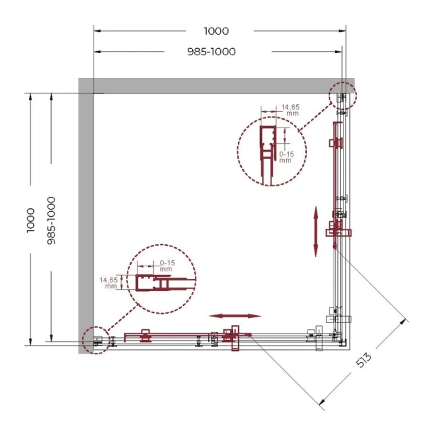Душевой уголок BelBagno Marino 100x100 см профиль хром MARINO-A-2-100-C-CR (детальная фотография), квадратные
